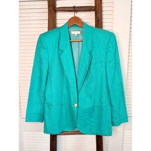 Vintage Brooks Brothers Linen Blend  Jacket Womens Gold Button Single Breasted